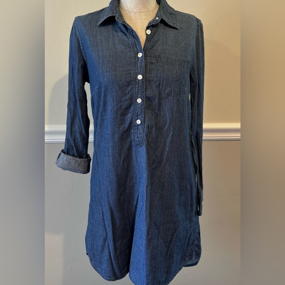 J. Crew XXS OVERSIZED Indigo Denim Chambray Shirt Dress - Picture 3 of 9
